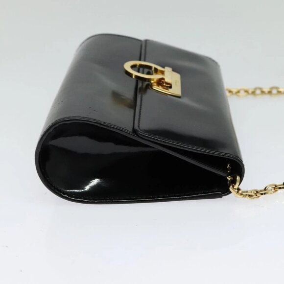 Salvatore Ferragamo Gancini Chain Bag Patent Leather Black Gold - Picture 5 of 15